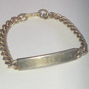 Vintage Gold Tone Engraved Name Jeff Link Bracelet